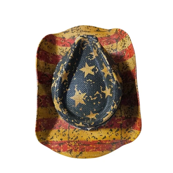 Angela & William Patriotic Cowboy Hat USA Flag Eagle Band Western Straw Sz 7 22” - Picture 5 of 9